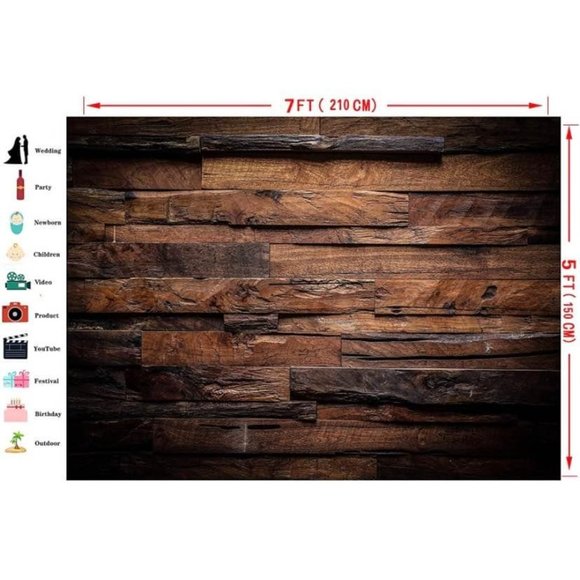Brown Lumbar Wood Background Rustic Wooden Backdrop 7x5 feet Wedding Party Decor - Picture 2 of 3